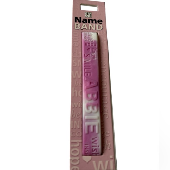 NWT🌟H&&H💫 ABBIE Pink Name Band Rubber Bracelet - Picture 1 of 7